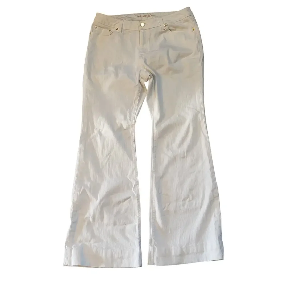 Michael Kors Womens Selma Flare Jeans Pants White Wide Leg Size 10